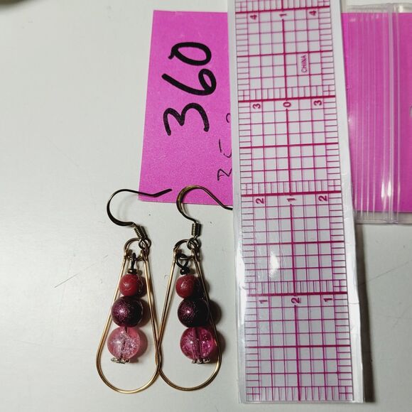 artisan earrings 360#mfs Teardrop earrings Mauve Pink glass mix of beads, teardr - Picture 5 of 5